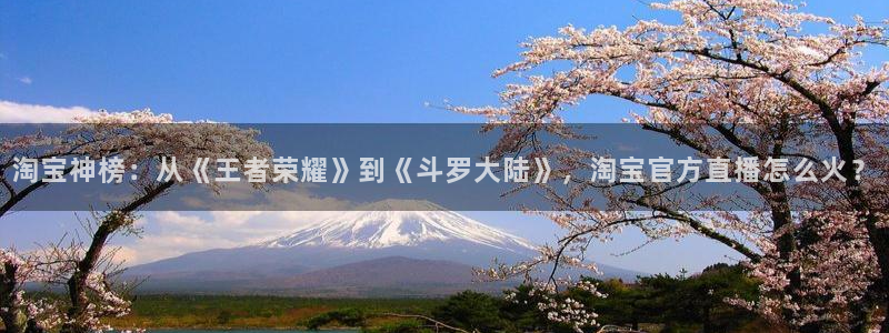 jr看直播nba：淘宝神榜：从《王者荣耀》到《斗罗大陆》，淘宝官方直播怎么火？